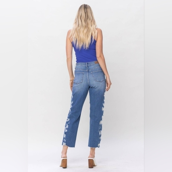 Judy Blue High Rise Straight Cropped Jeans Size 3/26 Women's 4/6 Rare Unique - Picture 9 of 14